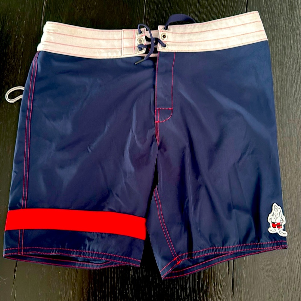 Men’s Birdwell swim trunks, stretch-surf, size 34. Excellent used condition.
